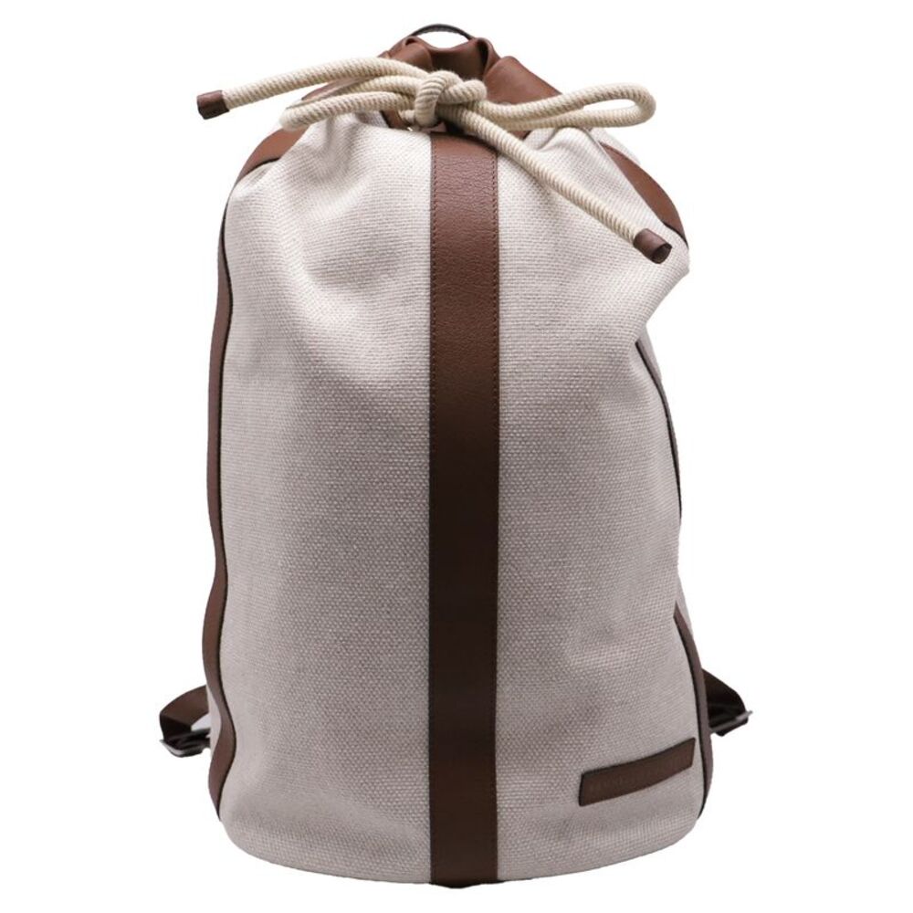 Brunello Cucinelli Drawstring Backpack in Beige Canvas
